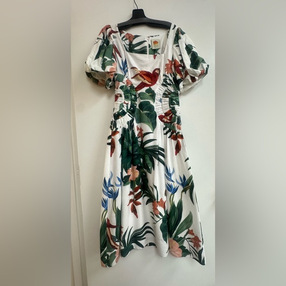 FARM Rio Off-White Midnight Macaw Fiesta Midi Dress - Picture 3 of 8